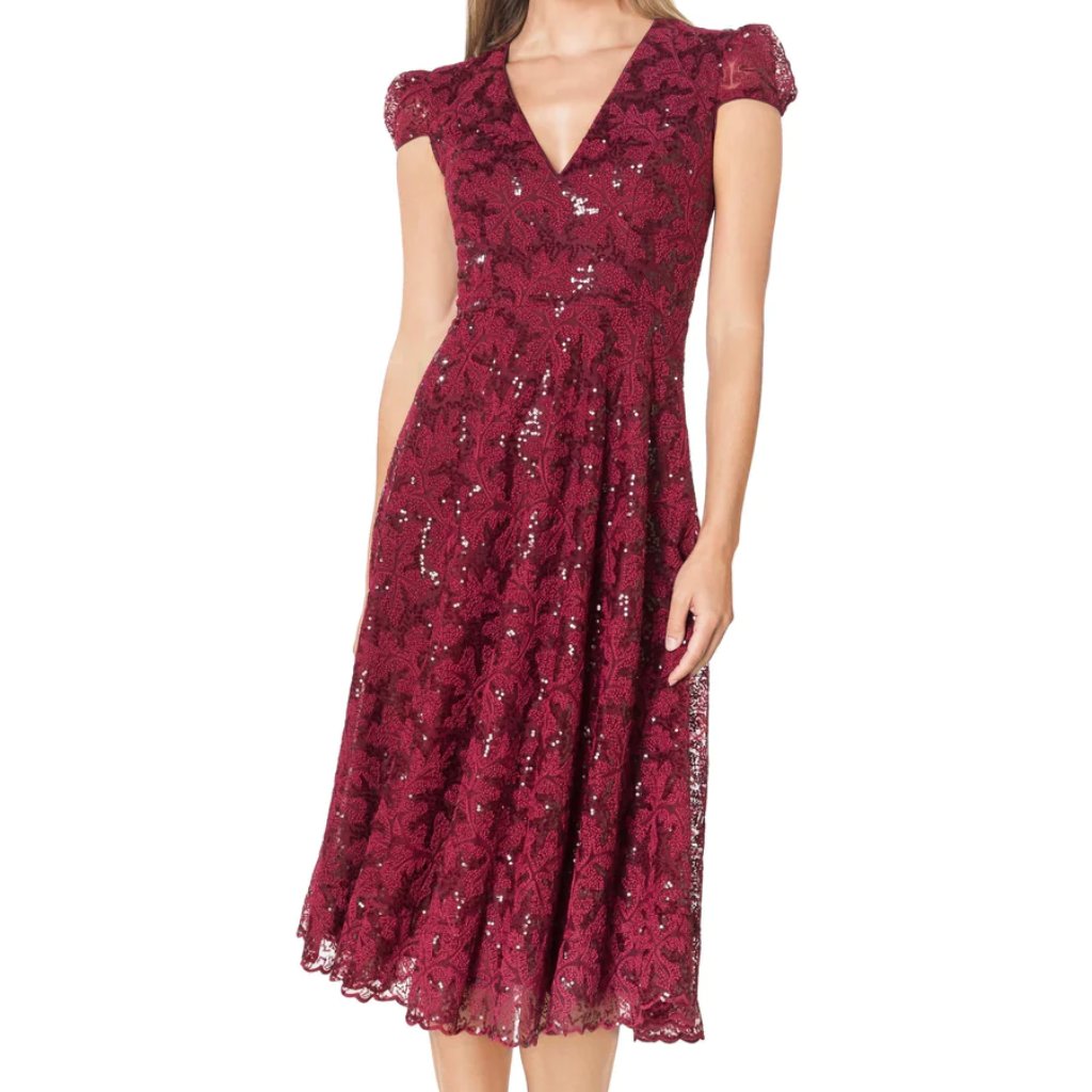 New Dress The Population Magdalena Dress In Burgundy Size M #949